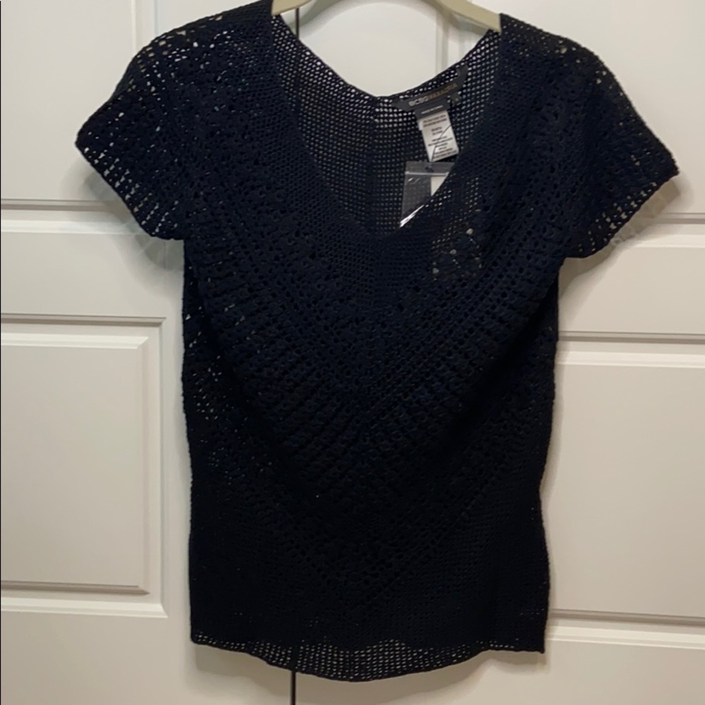 BCBG crochet black top
